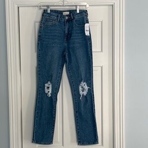 PacSun Medium Blue Distressed Straight Leg Jeans